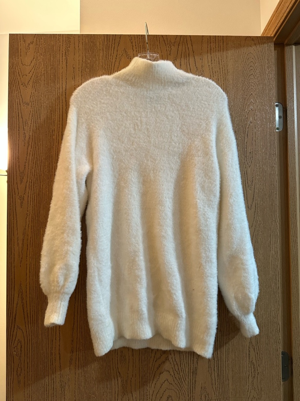 Forever 21 Creamy Ivory Fuzzy Mock Neck Sweater